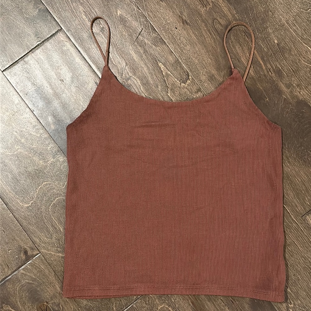 Brown American Eagle Soft and Sexy Ribbed cropped tank top size medium